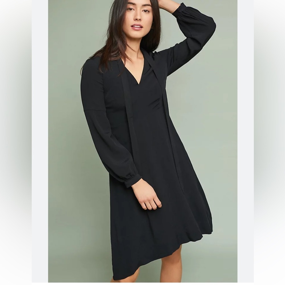 Anthropologie Moulinette Soeurs Long Sleeve Mid Length Dress Size 6 Black